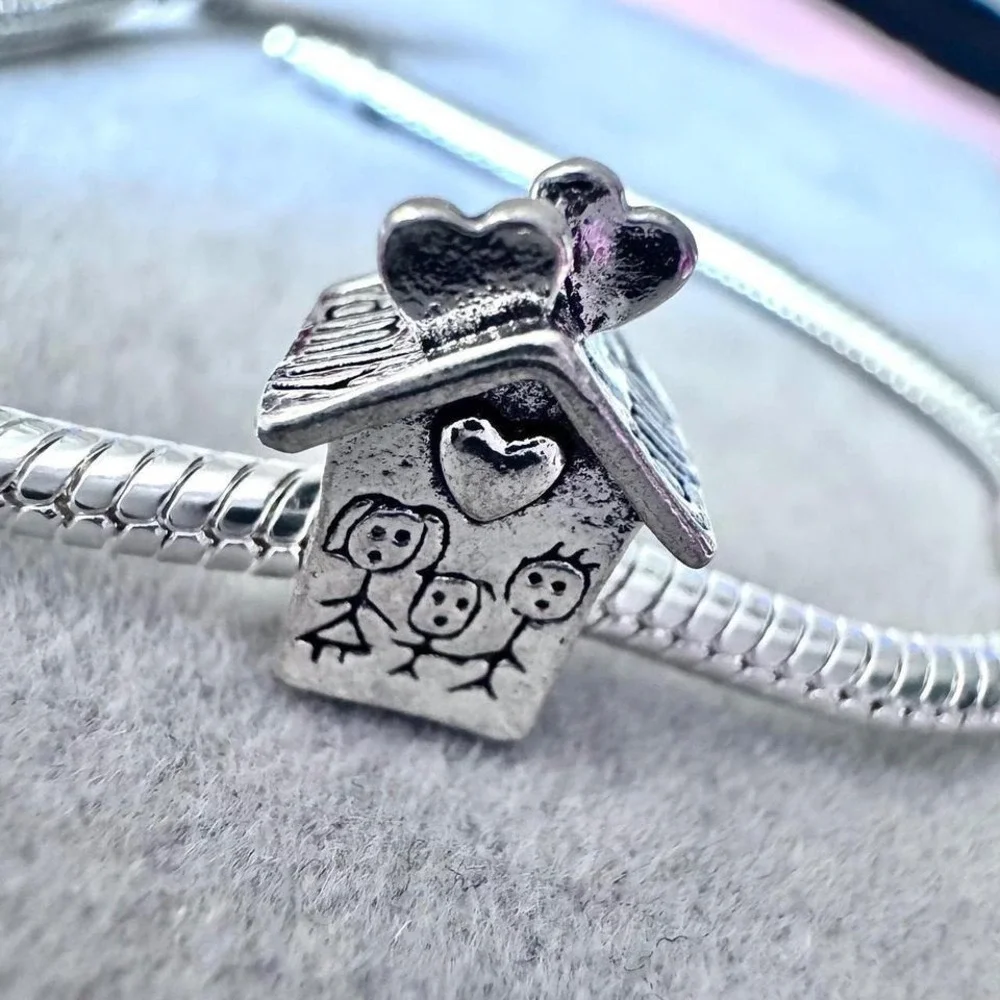 Silver Family House Charm fits PANDORA
